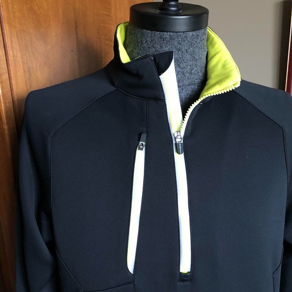 ZERO RESTRICTION Men's Black & Yellow Golf Performance Half Zip - Size MEDIUM